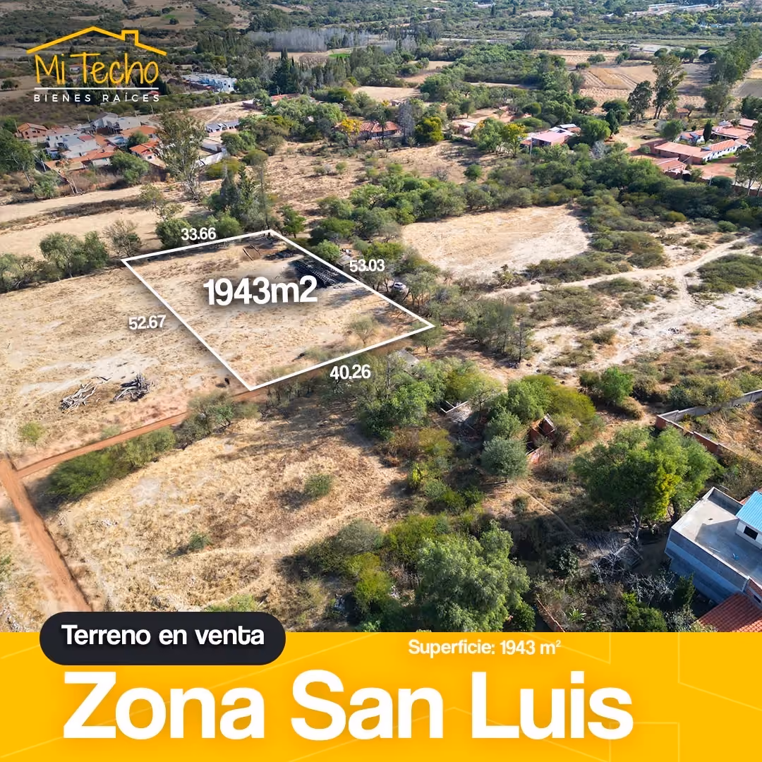 Lote en venta 1943 m² san luis colegio